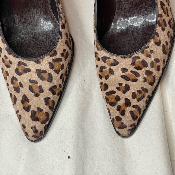 Franco Sarto | Tan Brown Leopard Print Leather Calf Hair 3” Heel Sz 8 - Picture 3 of 12